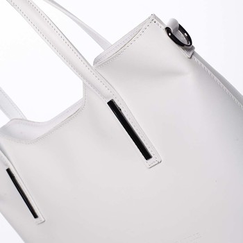 Väčšia kožená kabelka biela - ItalY Sandy