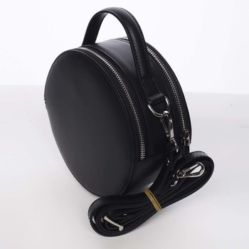 Malá čierna elegantná dámska kožená kabelka - ItalY Husna