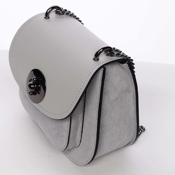 Malá dámska kožená polobroušená kabelka sivá - ItalY Karishma