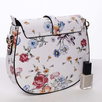 Dámska originálna kožená crossbody kabelka kvetinová biela - ItalY Latifa