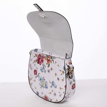 Dámska originálna kožená crossbody kabelka kvetinová biela - ItalY Latifa