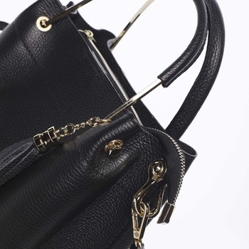Exkluzívna dámska kožená kabelka čierna - ItalY Maarj