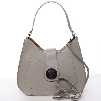 Luxusná dámska kožená kabelka sivá - ItalY Fatima