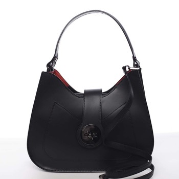 Luxusná dámska kožená kabelka čierna - ItalY Fatima