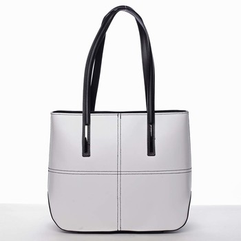 Moderná dámska kožená kabelka bielo čierna - ItalY Adalicia