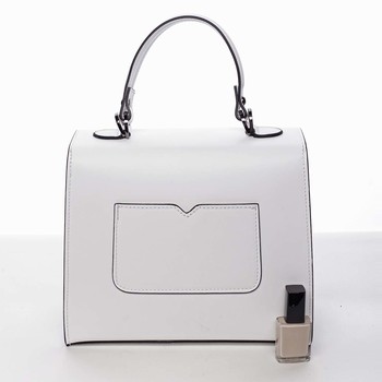 Exkluzívna módna dámska kožená kabelka biela - ItalY Bianka