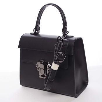Exkluzívna módna dámska kožená kabelka čierna - ItalY Bianka