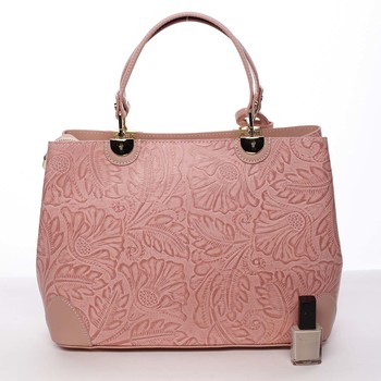 Originálna dámska kožená kabelka ružová - ItalY Mattie