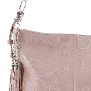 Dámska kožená kabelka cez plece ružová - ItalY Heather