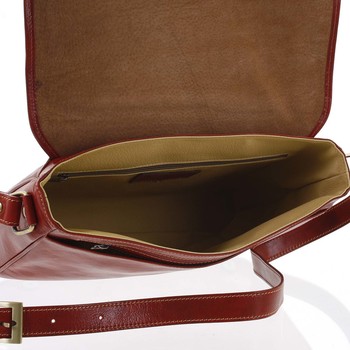 Väčšia pracovná kožená taška červená - ItalY Equado Achilles