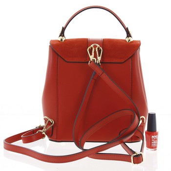 Dámsky originálny kožený červený batôžtek kabelka - ItalY Acnes