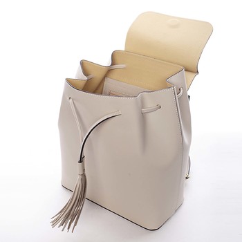 Luxusný dámsky batoh svetlobéžový kožený - ItalY Adelpha