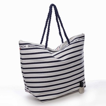 Tmavo modrá pruhovaná plážová taška s logom - Delami Wawes