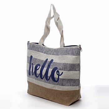 Modrá plážová taška s nápisom - Delami Hello