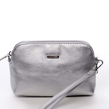 Malá jednoduchá crossbody listová kabelka strieborná - David Jones Rhazye