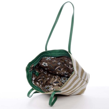 Originálne poloslámová kabelka cez rameno mätovo zelená - David Jones Nurrse