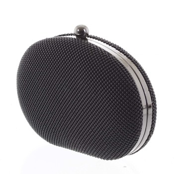 Módna oválna dámska perleťová listová kabelka čierna - Michelle Moon Circle