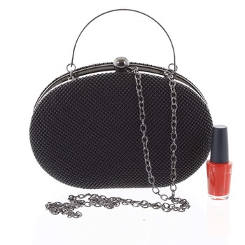 Módna oválna dámska perleťová listová kabelka čierna - Michelle Moon Circle