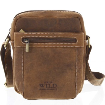 Pánska kožená crossbody taška taupe - WILD Abilio