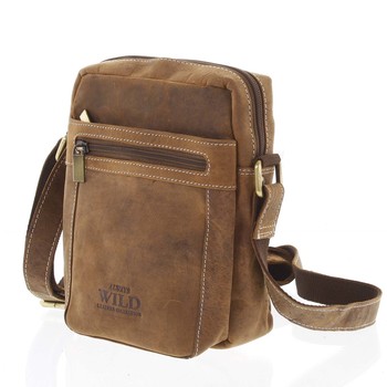 Pánska kožená crossbody taška taupe - WILD Abilio