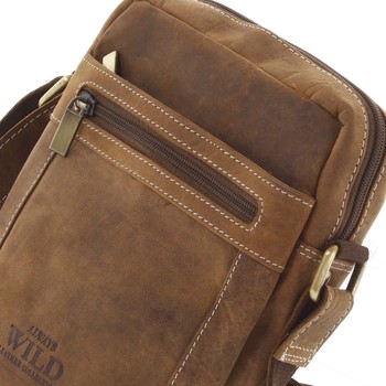 Pánska kožená crossbody taška taupe - WILD Abilio