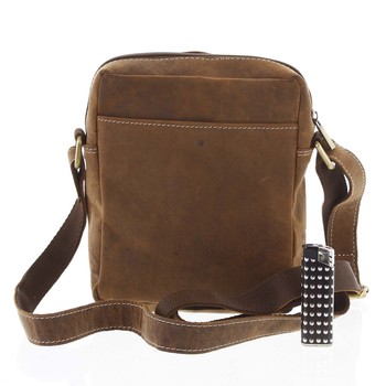 Pánska kožená crossbody taška taupe - WILD Abilio