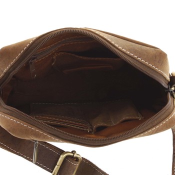Pánska kožená crossbody taška taupe - WILD Abilio