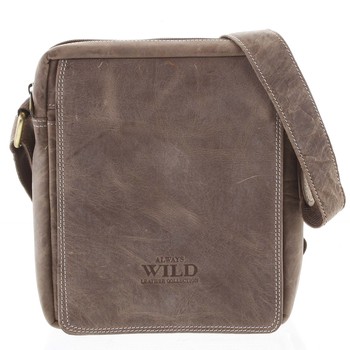 Pánska kožená crossbody taška taupe - WILD Yander
