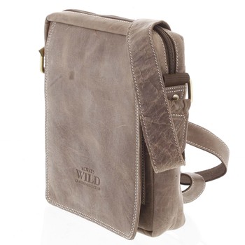 Pánska kožená crossbody taška taupe - WILD Yander