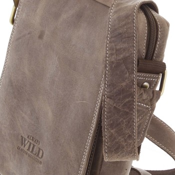 Pánska kožená crossbody taška taupe - WILD Yander