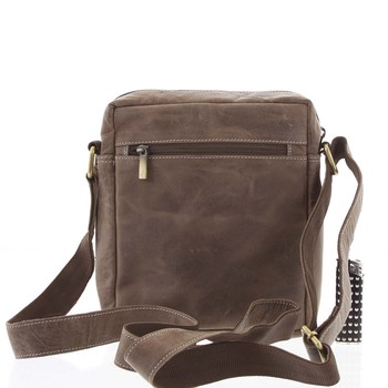 Pánska kožená crossbody taška taupe - WILD Yander