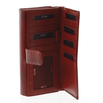 Luxusná obrovská dámska kožená peňaženka červená - Ellini Fleur