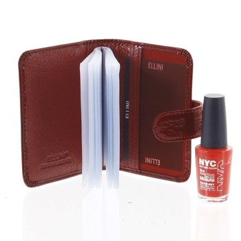 Luxusné kožené puzdro na kreditné karty červené - Ellini Coco