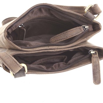 Pánska kožená crossbody taška tmavohnedá - WILD Graison