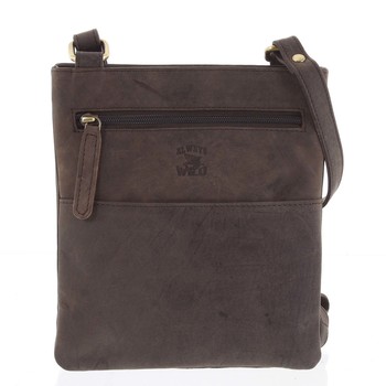 Pánska kožená crossbody taška tmavohnedá - WILD Graison