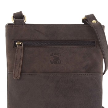 Pánska kožená crossbody taška tmavohnedá - WILD Graison