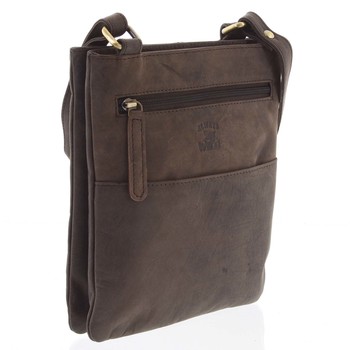 Pánska kožená crossbody taška tmavohnedá - WILD Graison