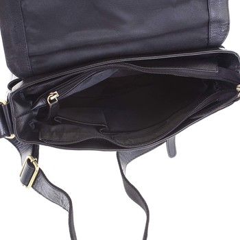 Pánska kožená taška cez plece čierna - WILD Ademar