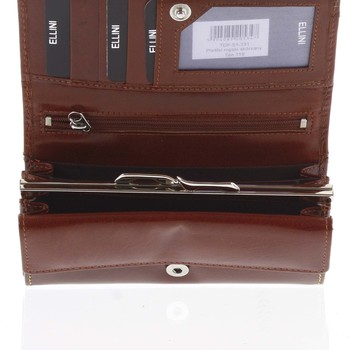 Praktická dámska väčšia hnedá kožená peňaženka - Ellini Patia