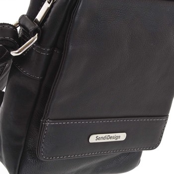 Čierna luxusná pánska kožená crossbody taška - SendiDesign Khalil