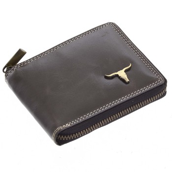 Módna pánska kožená peňaženka na zips čierna - BUFFALO Reymundo