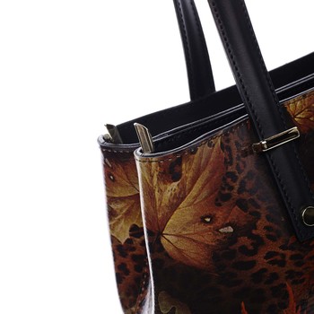 Exkluzívna dámska kožená kabelka jesenná čierna - ItalY Logistilla