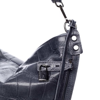 Veľká kožená dámska kabelka modrá - ItalY Celinda