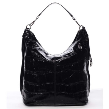 Veľká kožená dámska kabelka čierna - ItalY Celinda