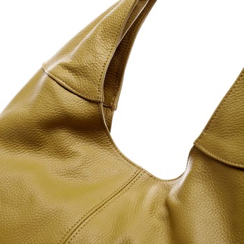 Dámska kožená kabelka cez plece tmavo žltá - ItalY SkyFull