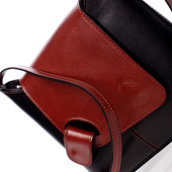 Dámska kožená crossbody kabelka čierno červená - ItalY Misty