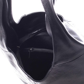 Dámska kožená kabelka cez plece čierna - ItalY SkyFull