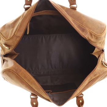 Veľká cestovná kožená taška svetlohnedá - WILD Aurimas