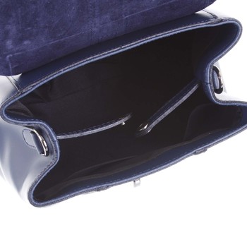 Dámsky originálny kožený tmavomodrý batôžtek / kabelka - ItalY Acnes