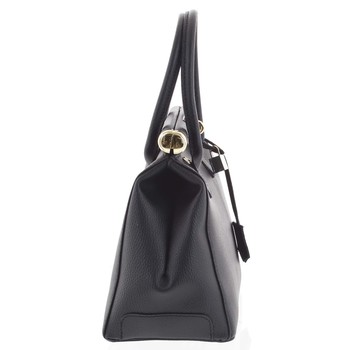 Luxusná dámska kožená kabelka do ruky čierna - ItalY Hyla